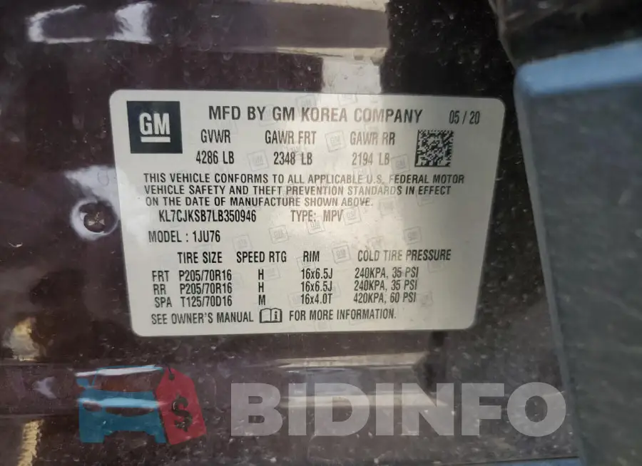 KL7CJKSB7LB350946 Photo# 12