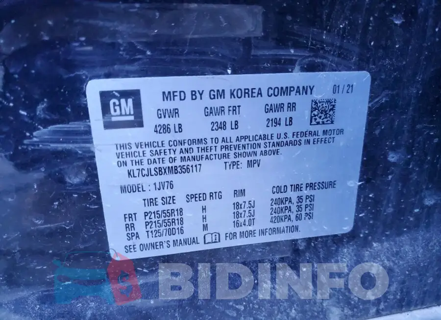 KL7CJLSBXMB356117 Photo# 13