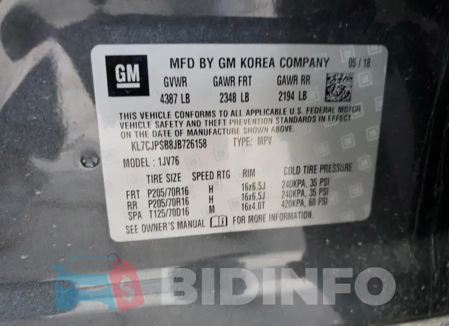 KL7CJPSB8JB726158 Photo# 13