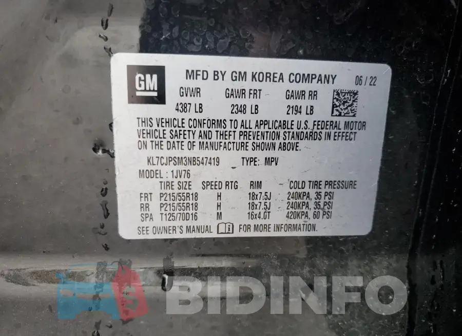 KL7CJPSM3NB547419 Photo# 13