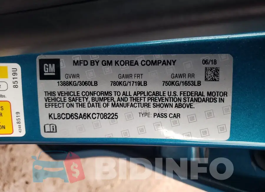 KL8CD6SA6KC708225 Photo# 13