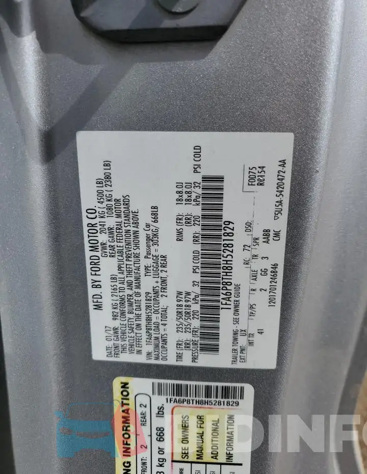 1FA6P8TH8H5281829 Photo# 12