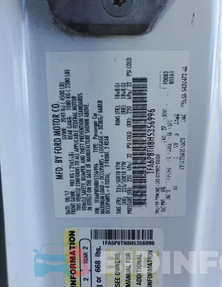 1FA6P8TH8H5356996 Photo# 12