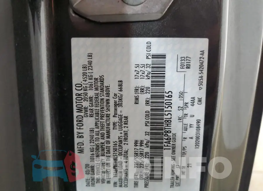 1FA6P8TH8L5150165 Photo# 12