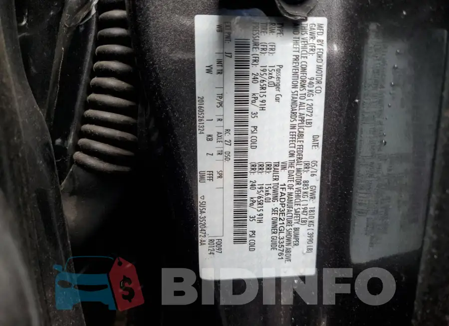 1FADP3E21GL335761 Photo# 12