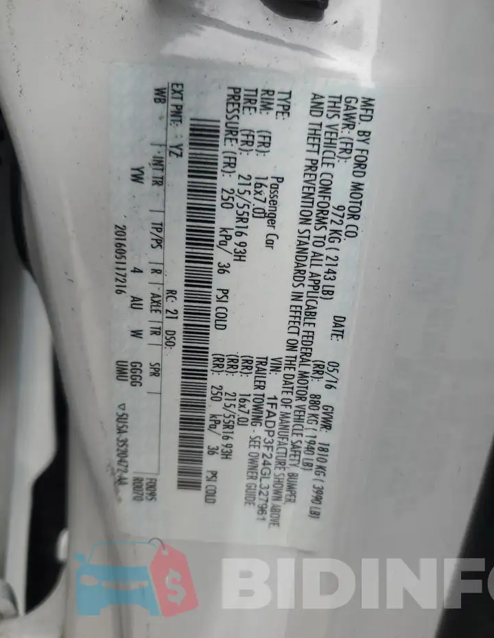 1FADP3F24GL327961 Photo# 12