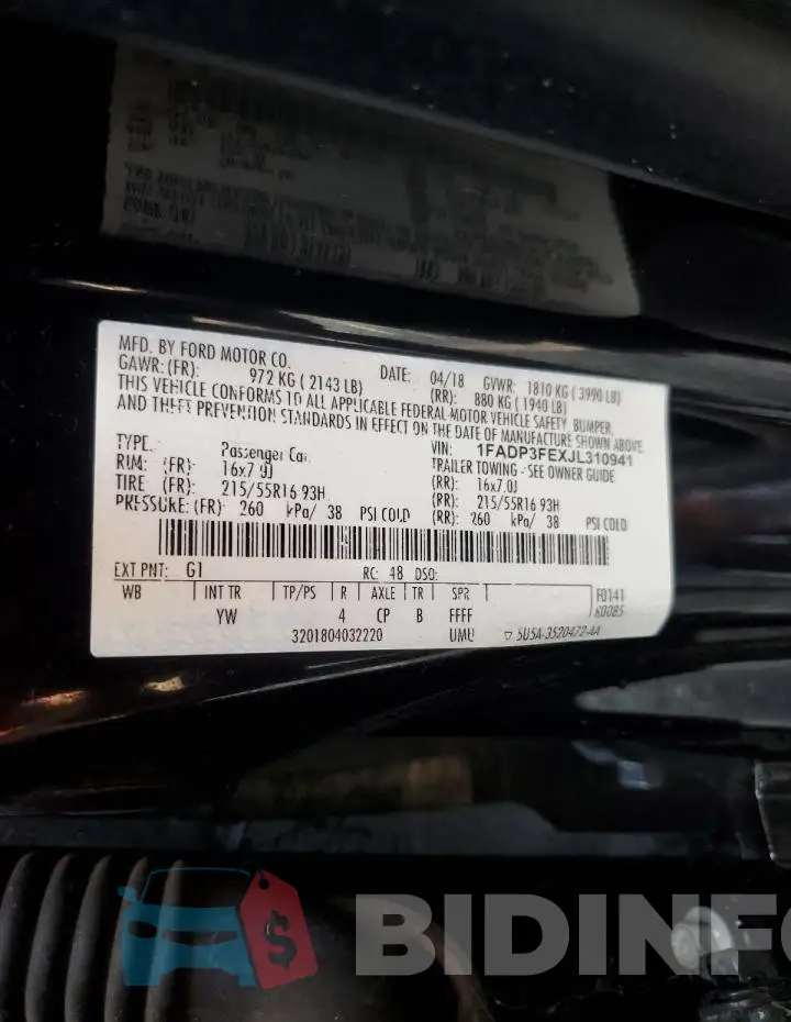 1FADP3FEXJL310941 Photo# 12