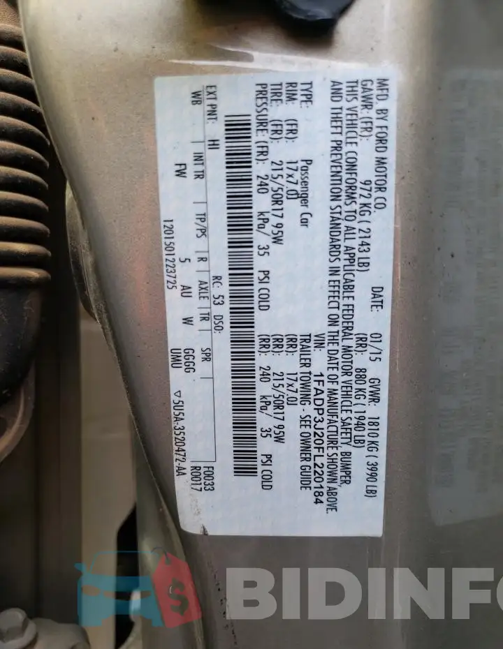 1FADP3J20FL220184 Photo# 13