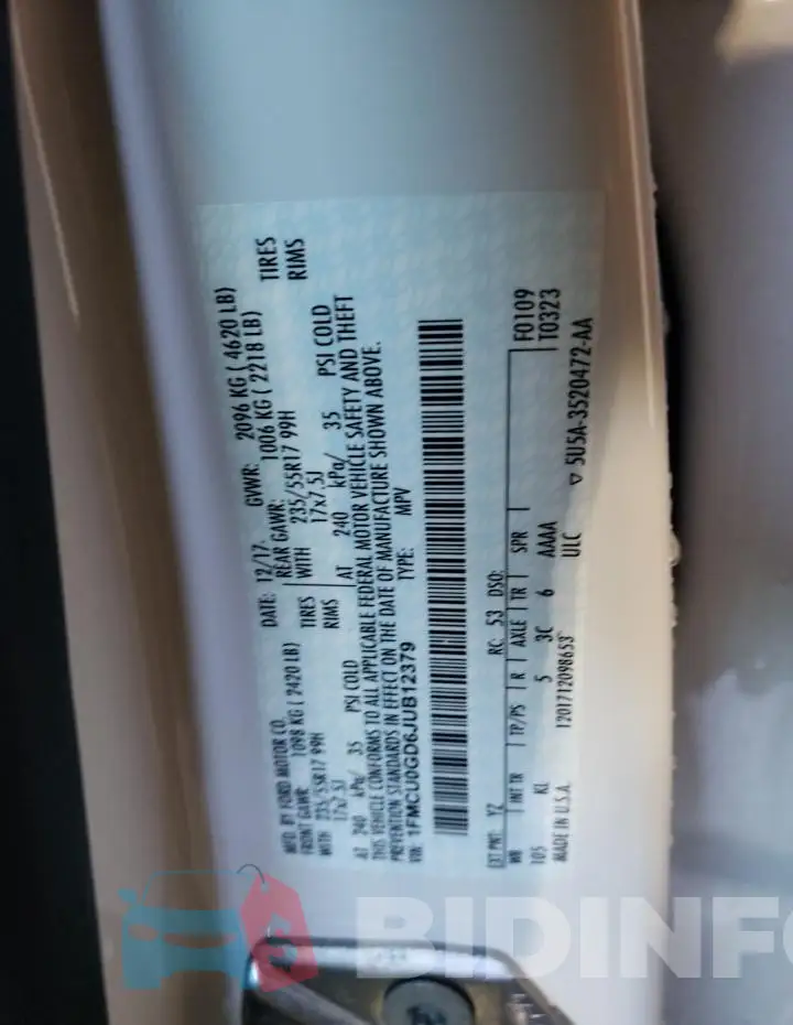 1FMCU0GD6JUB12379 Photo# 13