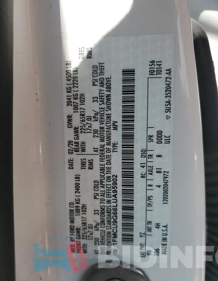 1FMCU9G66LUA95902 Photo# 12