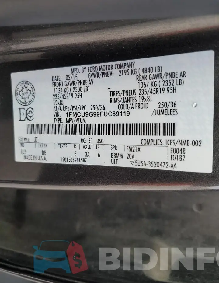 1FMCU9G99FUC69119 Photo# 14