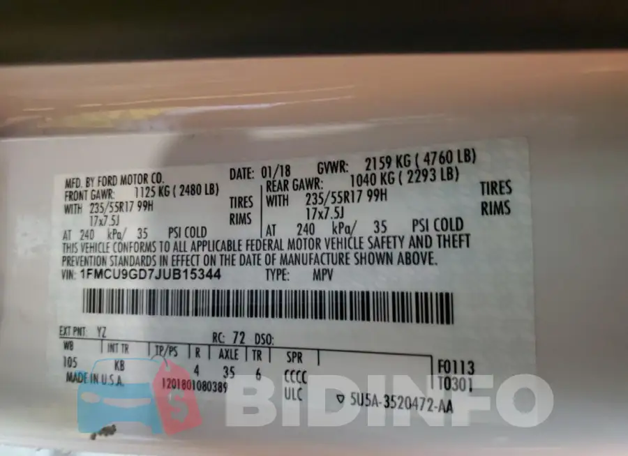 1FMCU9GD7JUB15344 Photo# 13