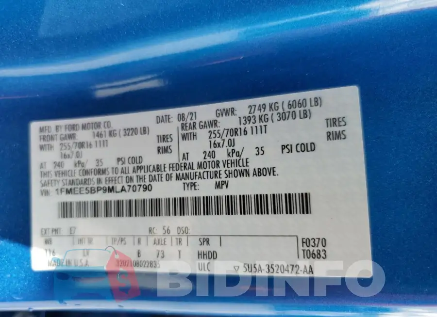 1FMEE5BP9MLA70790 Photo# 13