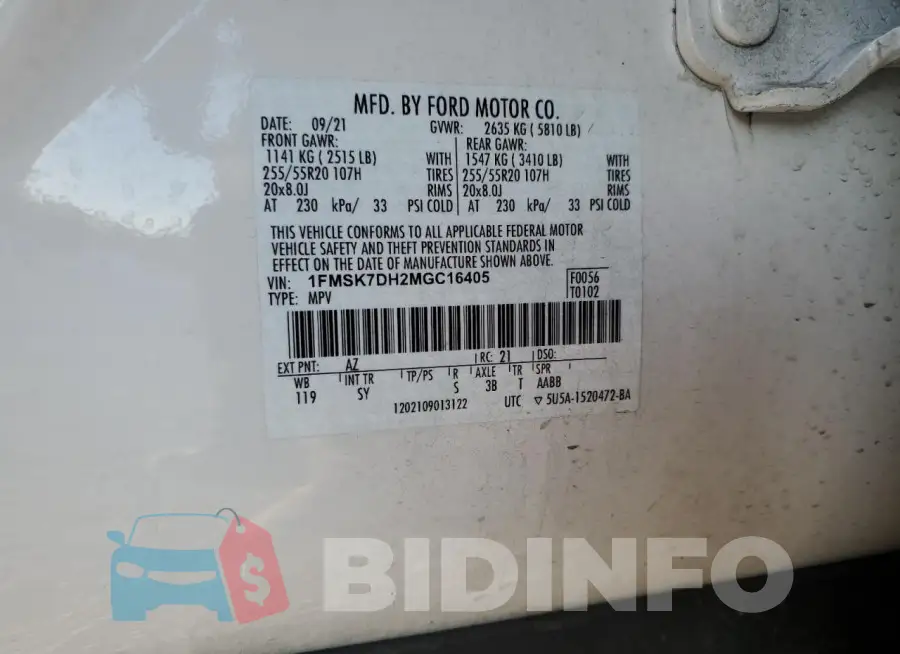 1FMSK7DH2MGC16405 Photo# 13