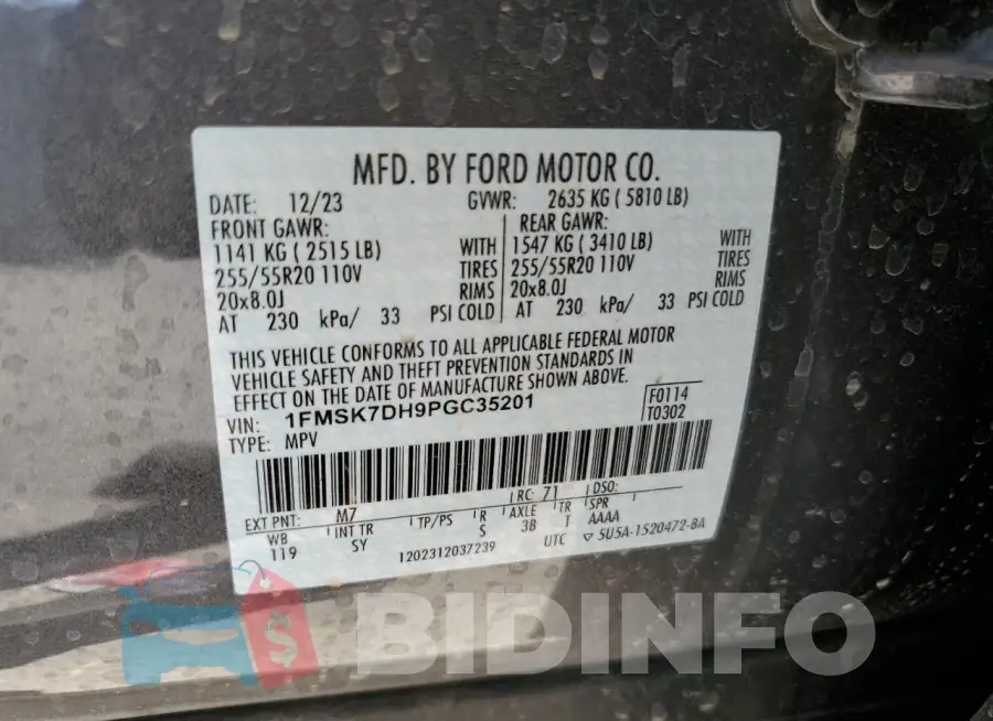 1FMSK7DH9PGC35201 Photo# 13