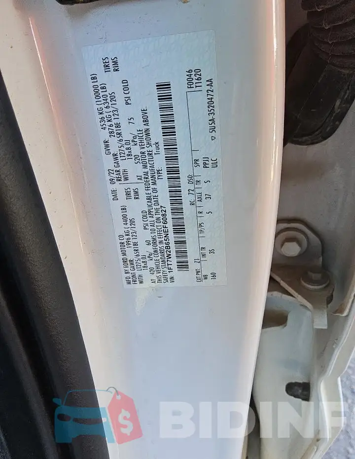 1FT7W2B65NEF60827 Photo# 13