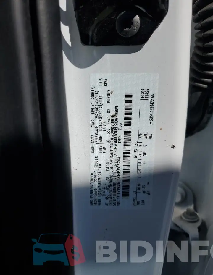 1FT7W2BTXNEF05764 Photo# 12