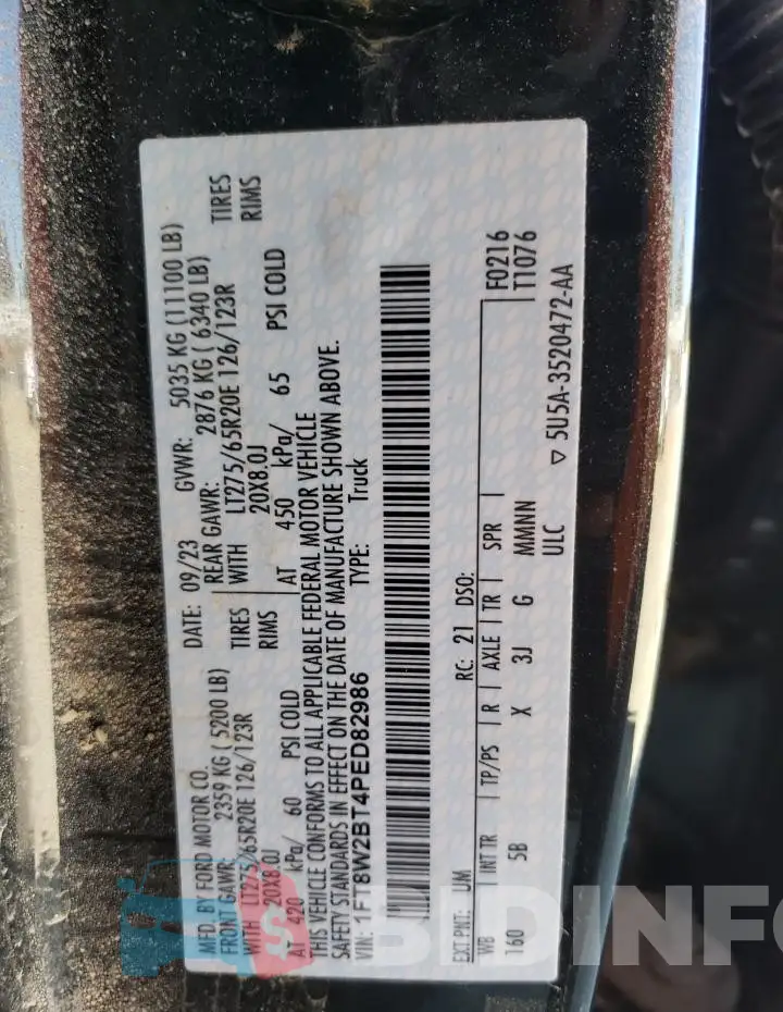 1FT8W2BT4PED82986 Photo# 13