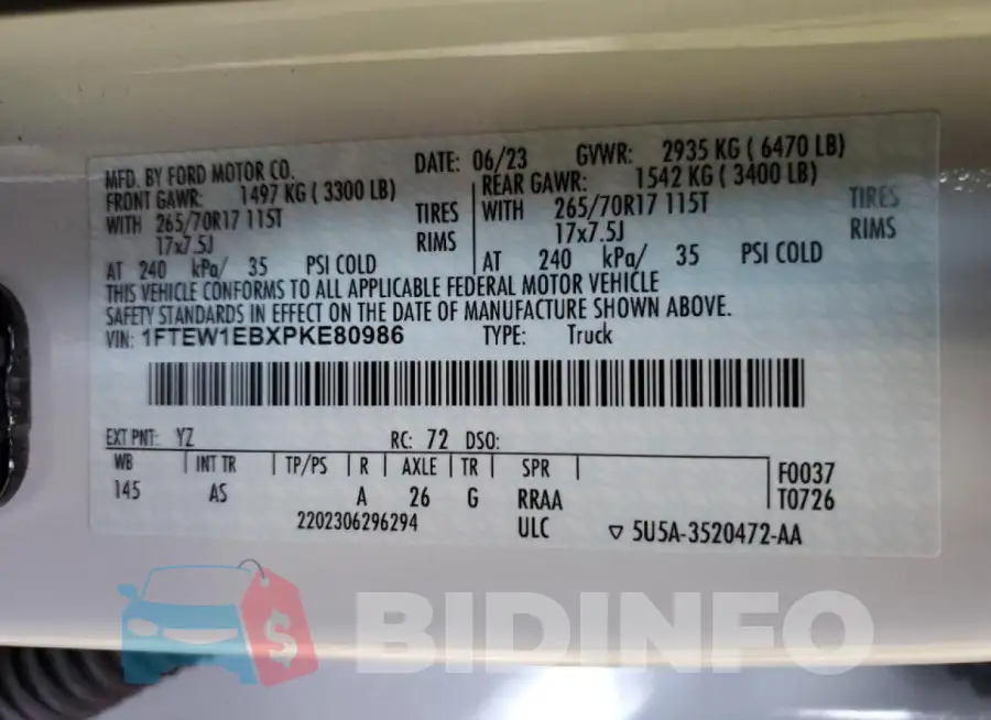 1FTEW1EBXPKE80986 Photo# 12
