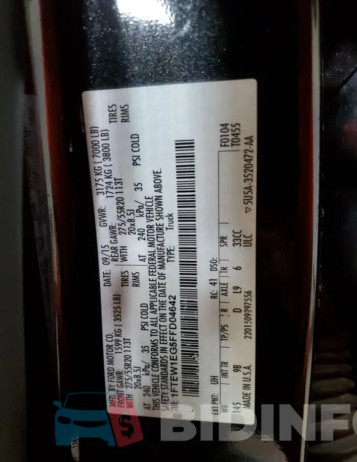 1FTEW1EG5FFD04642 Photo# 12