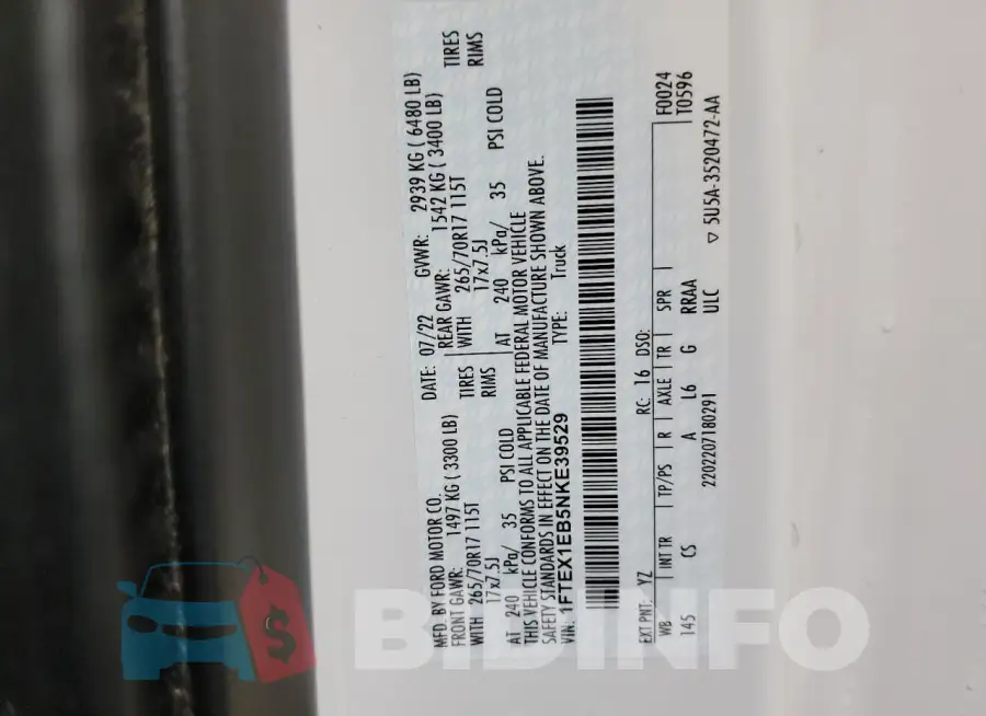 1FTEX1EB5NKE39529 Photo# 13