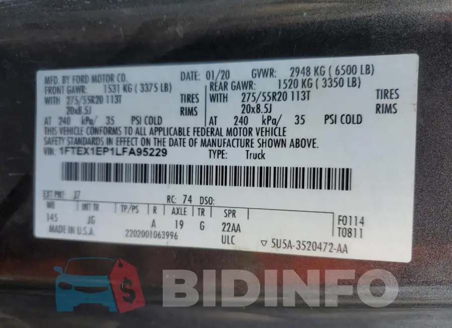 1FTEX1EP1LFA95229 Photo# 12