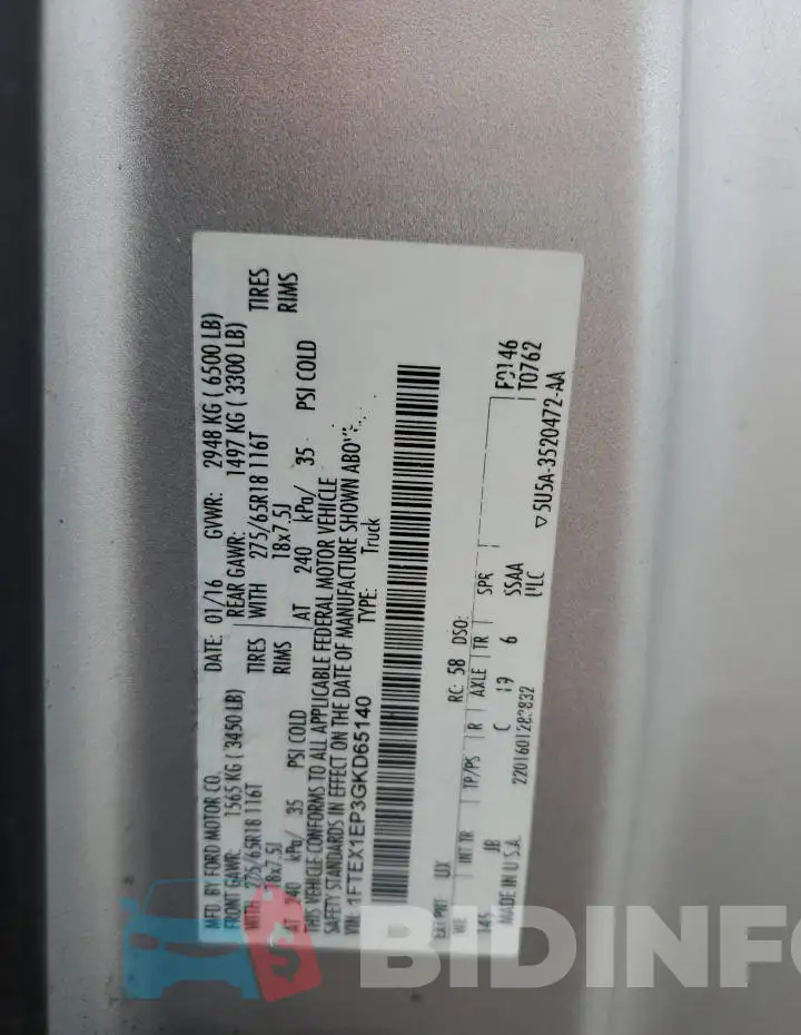1FTEX1EP3GKD65140 Photo# 13