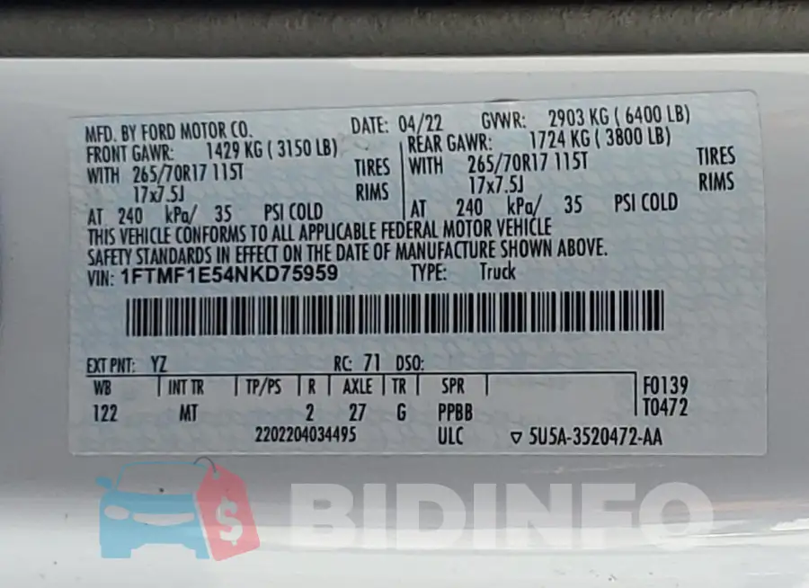1FTMF1E54NKD75959 Photo# 13