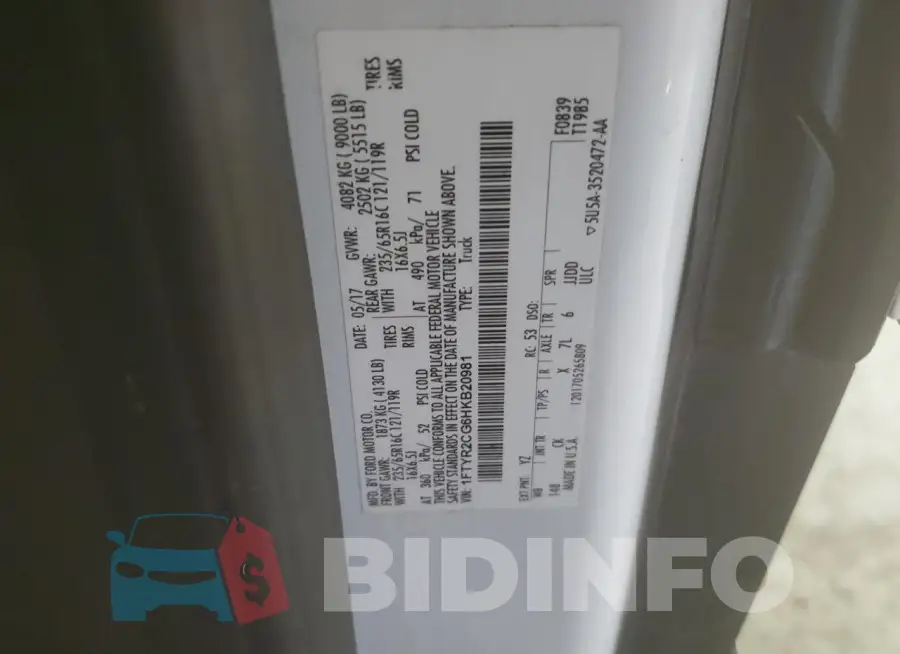 1FTYR2CG6HKB20981 Photo# 13