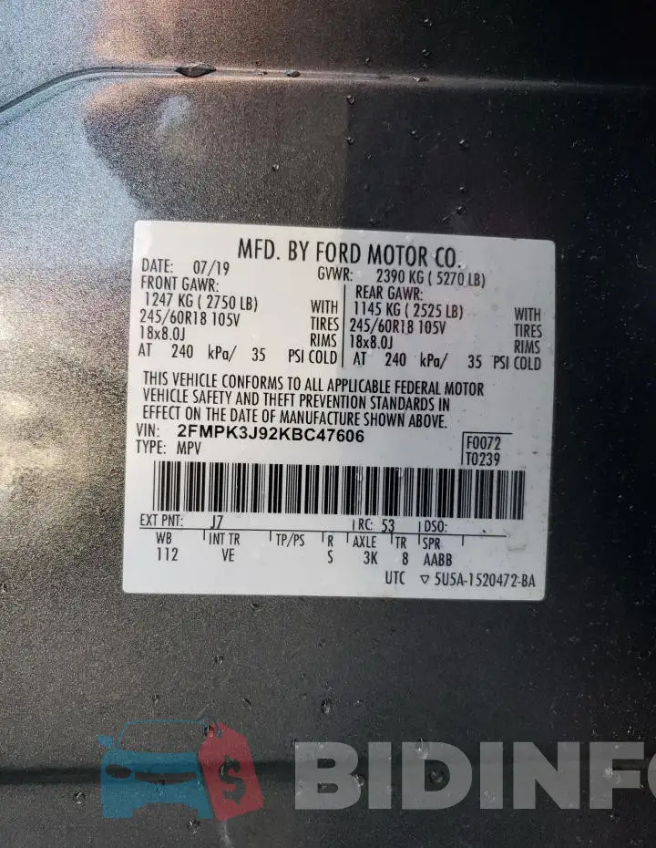 2FMPK3J92KBC47606 Photo# 14