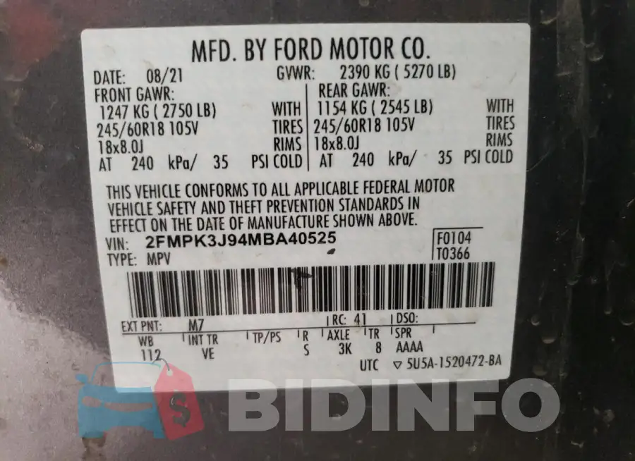 2FMPK3J94MBA40525 Photo# 13
