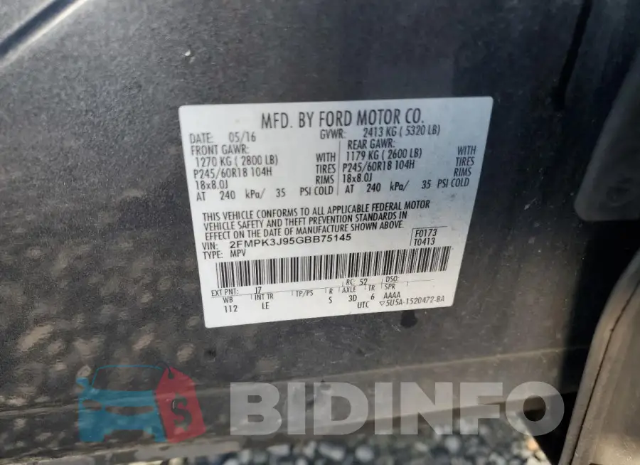 2FMPK3J95GBB75145 Photo# 14