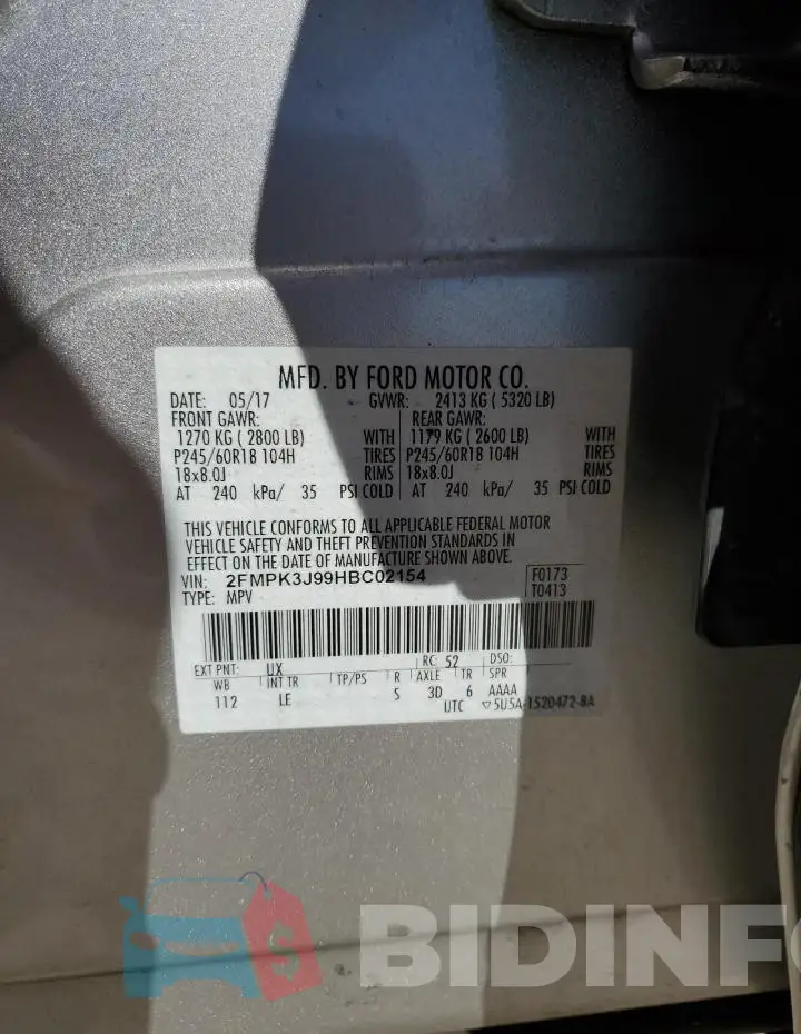 2FMPK3J99HBC02154 Photo# 14
