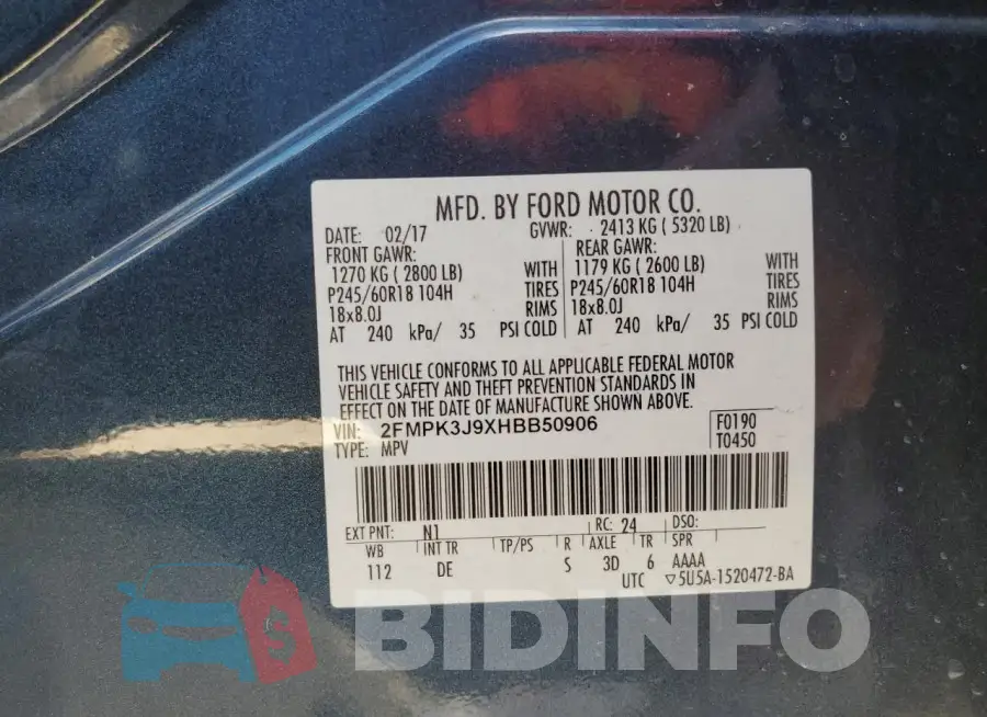 2FMPK3J9XHBB50906 Photo# 13