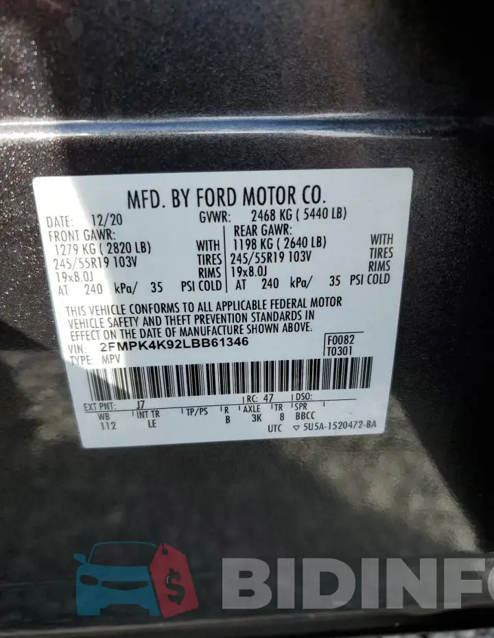 2FMPK4K92LBB61346 Photo# 14