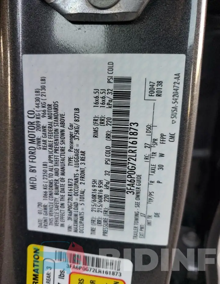 3FA6P0G72LR161873 Photo# 12