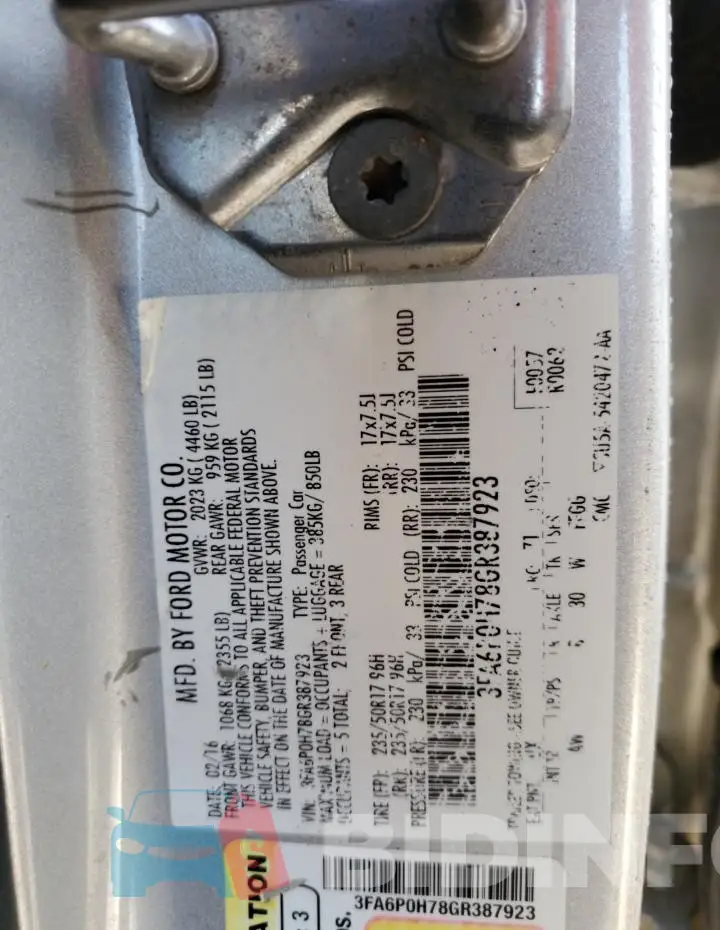 3FA6P0H78GR387923 Photo# 12