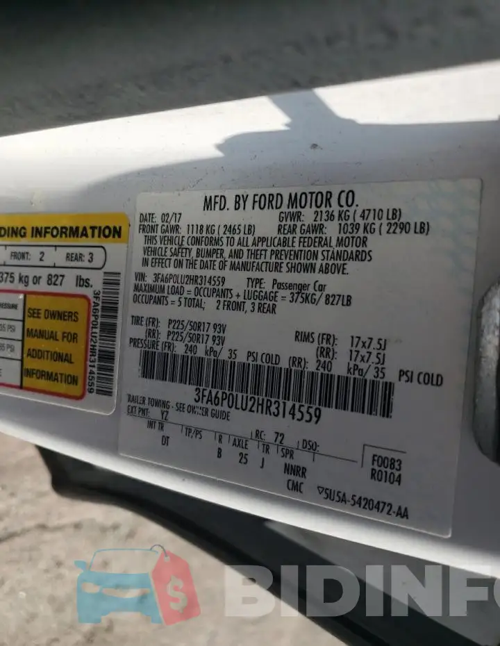 3FA6P0LU2HR314559 Photo# 13