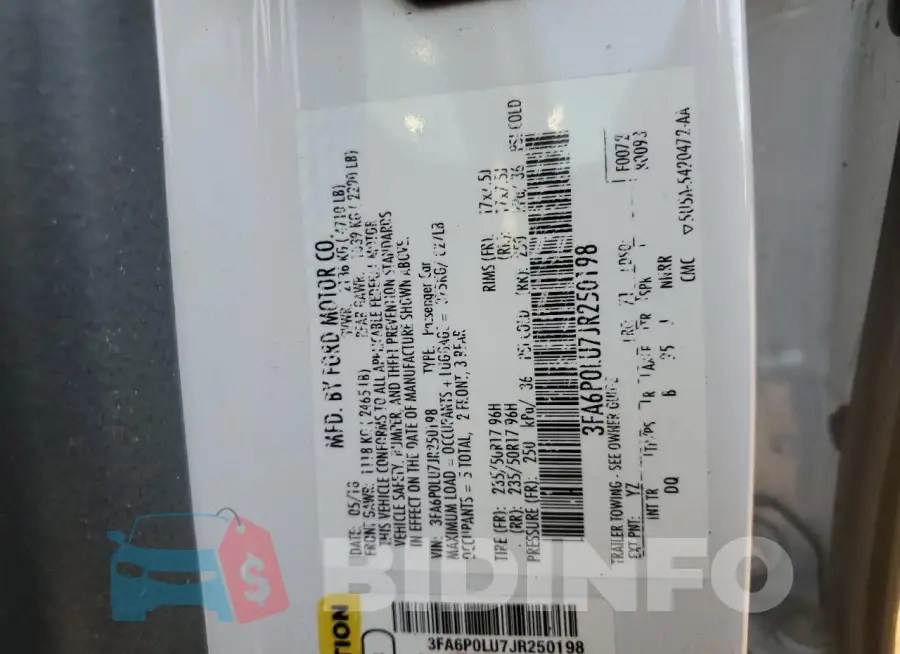 3FA6P0LU7JR250198 Photo# 12