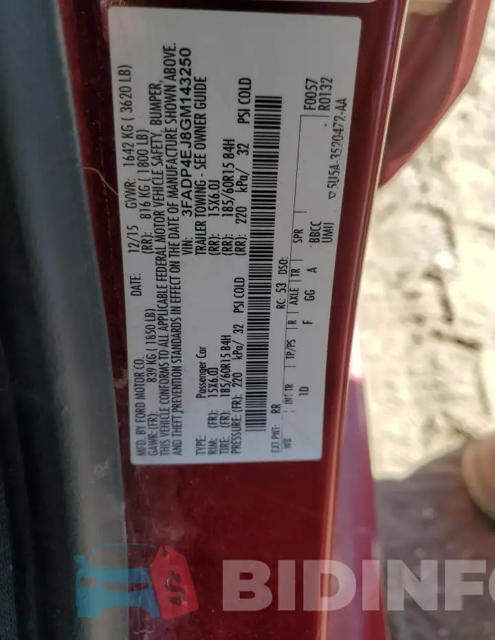 3FADP4EJ8GM143250 Photo# 12