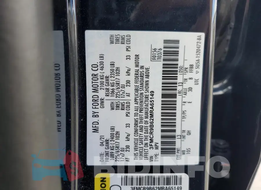 3FMCR9B62MRA65149 Photo# 14