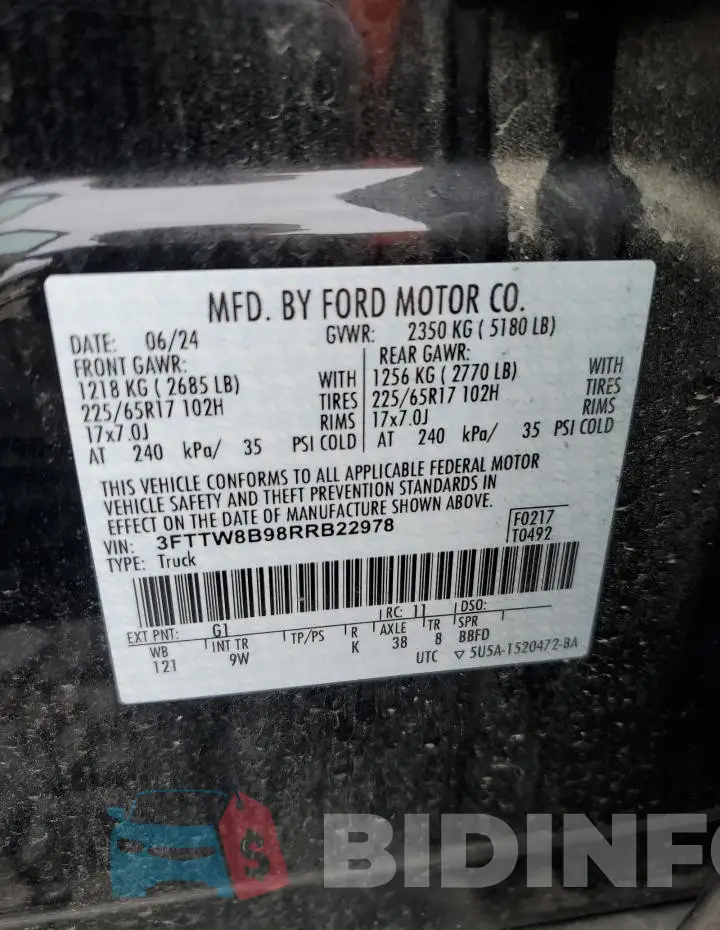3FTTW8B98RRB22978 Photo# 12