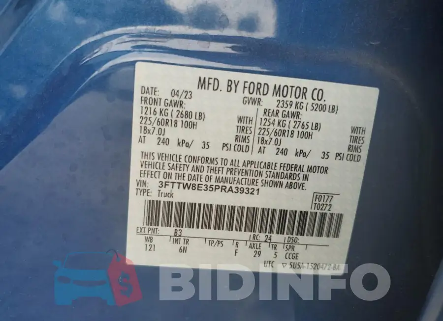 3FTTW8E35PRA39321 Photo# 13