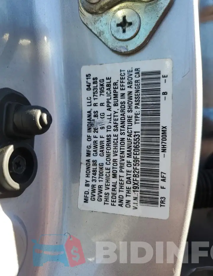 19XFB2F59FE065531 Photo# 13