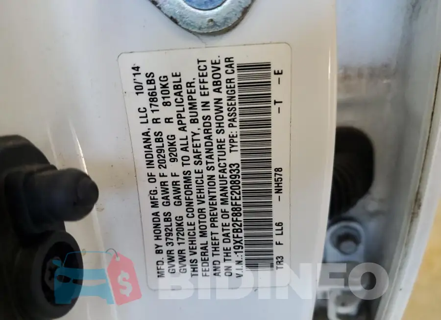 19XFB2F88FE208933 Photo# 12