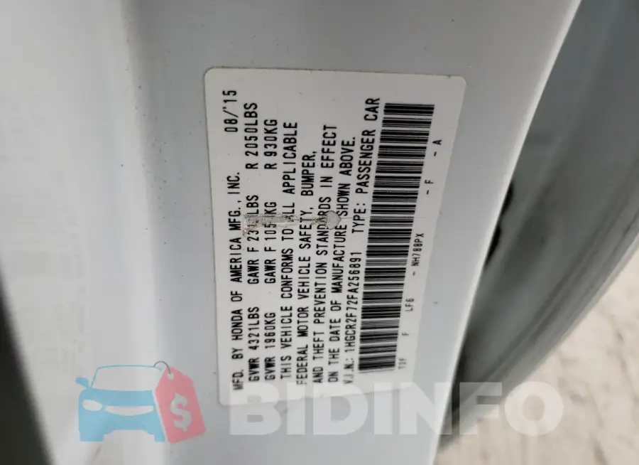 1HGCR2F72FA256891 Photo# 13