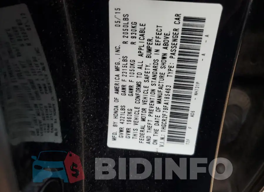 1HGCR2F79FA185463 Photo# 13