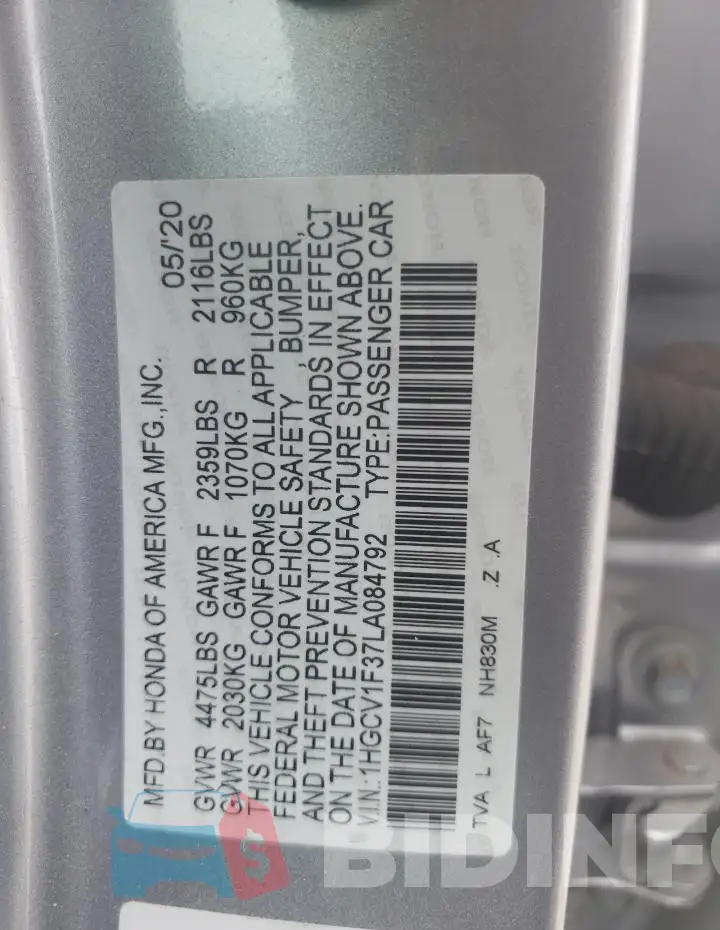 1HGCV1F37LA084792 Photo# 12