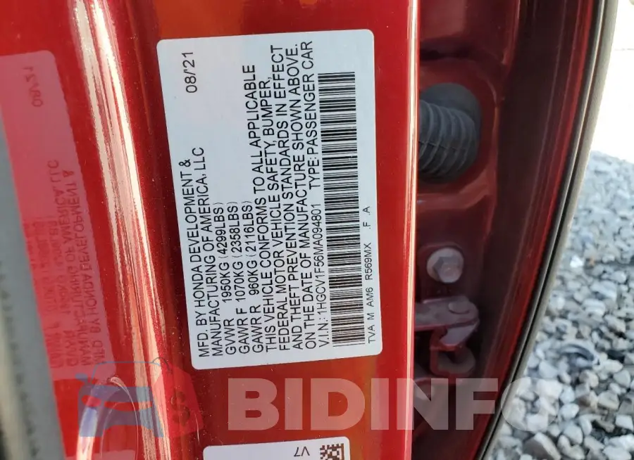 1HGCV1F56MA094801 Photo# 12
