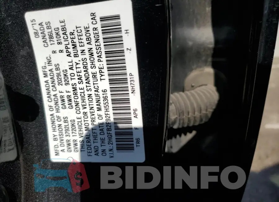 2HGFB2F92FH553616 Photo# 12